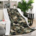 thumbnail image 1 of Classic Camo Green Brown Pattern Blanket,Comfortable Soft Lamb Wool Throw Blanket,All Season,Warm Lightweight Blankets for Sofa Bed Couch Living Room Chair,50"x60", 1 of 4