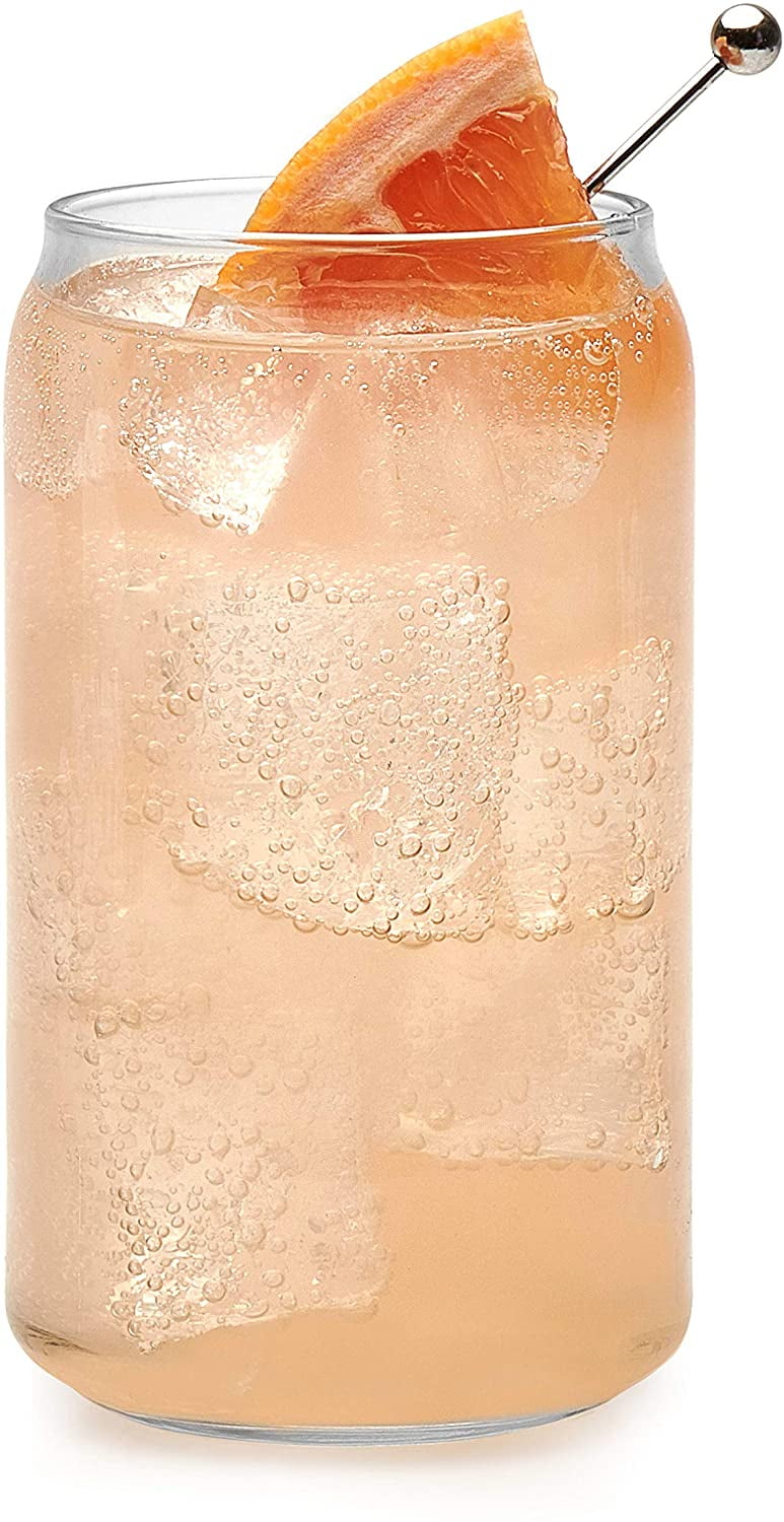 Clear Glass Can Shaped Tumbler Set, 16 oz, 4-Pack
