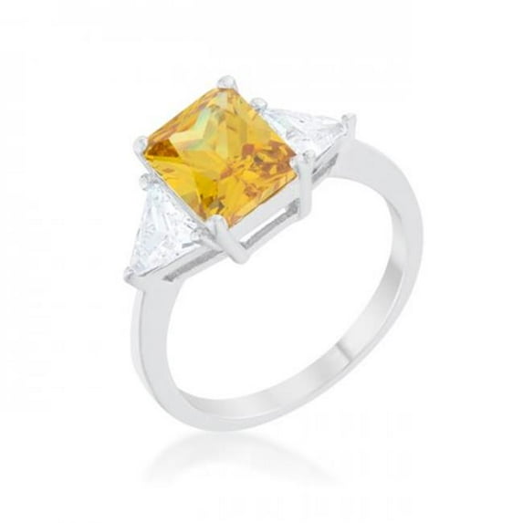 Classic Canary Rhodium Engagement Ring, Yellow - Size 6