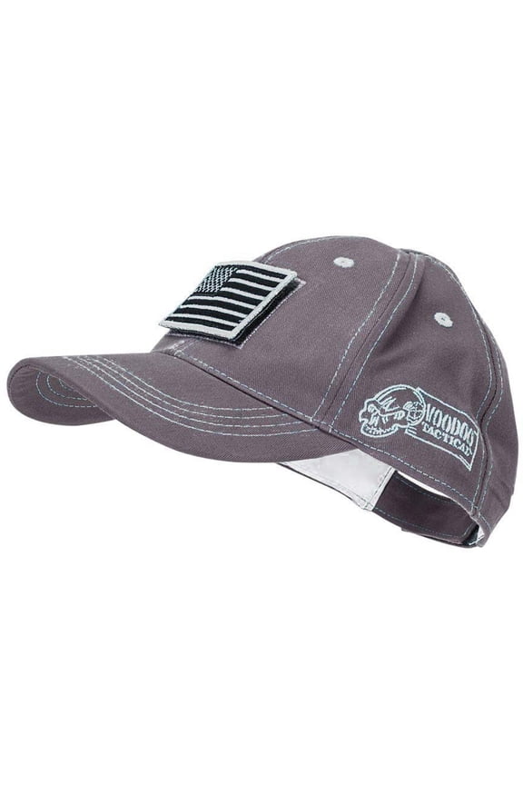 Classic Cap w/ Removable Flag Patch - Mens, Gray/White, One Size