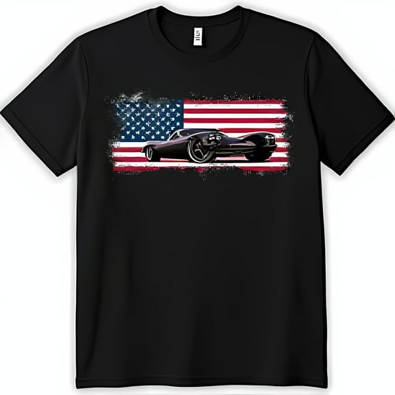Classic Car Graphic Black T-Shirt for Men