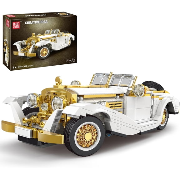 Classic Car Model Kit, MOC Vintage Car Building Blocks Set, Gift for Kids Age 8+/Adults Collections Enthusiasts (868+ Pieces, Static Version)