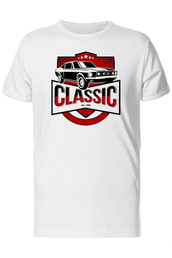 Classic Car Red Logo T-Shirt Men -Image by Shutterstock, Male Small
