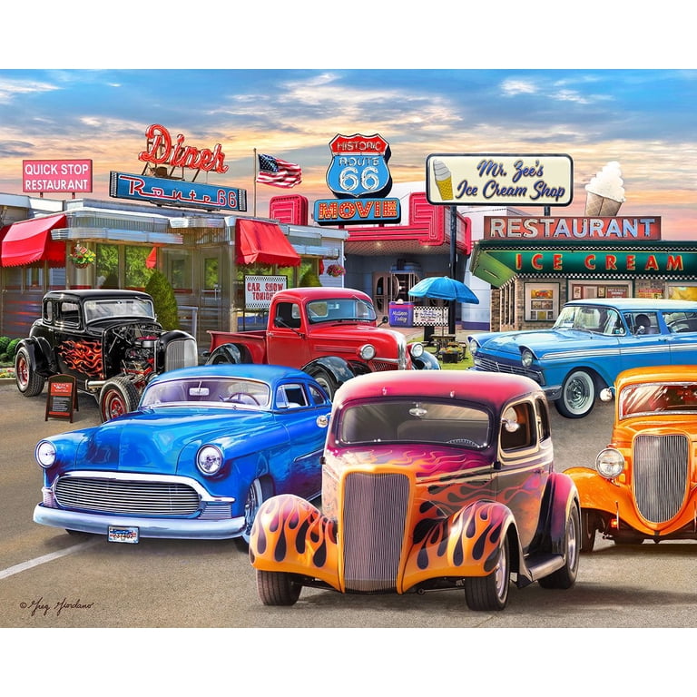 Springbok's Classic Car Show 1000 Piece Jigsaw Puzzle - Unique Cut