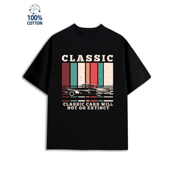 Classic Car Tee men's garage 180G 100% Cotton black car on the back Basic Unisex Shirt Short Sleeve tshirts Trendy Unisex Shirt Graphic Tee tshirts Original Unisex Shirt Short Sleeve tshirts