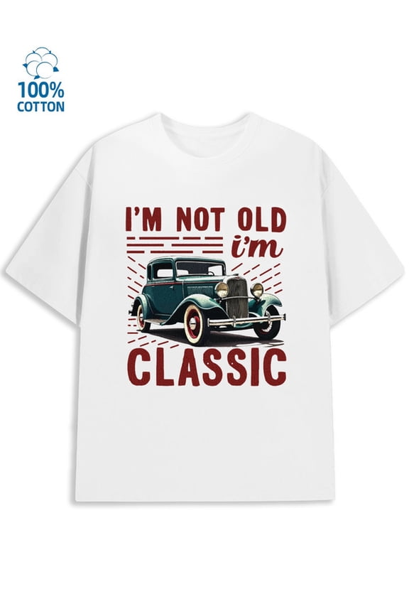 Classic Car Tee men's garage 180G 100% Cotton white car gray Original Unisex Shirt Cotton tshirts Retro Unisex Shirt Graphic tshirts Casual Unisex Shirt Short Sleeve tshirts