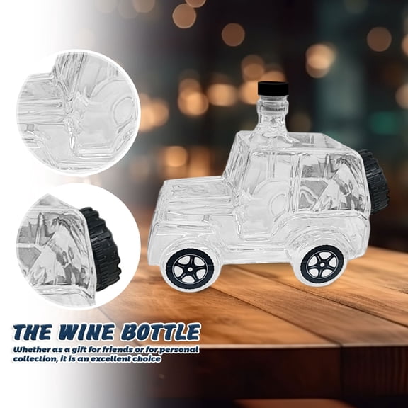 Classic Car Wh-is-key Decanter 350ml - Novelty Glass Wine Bottle for Dad and Husband, Funny Automotive Home Bar Decoration Gift