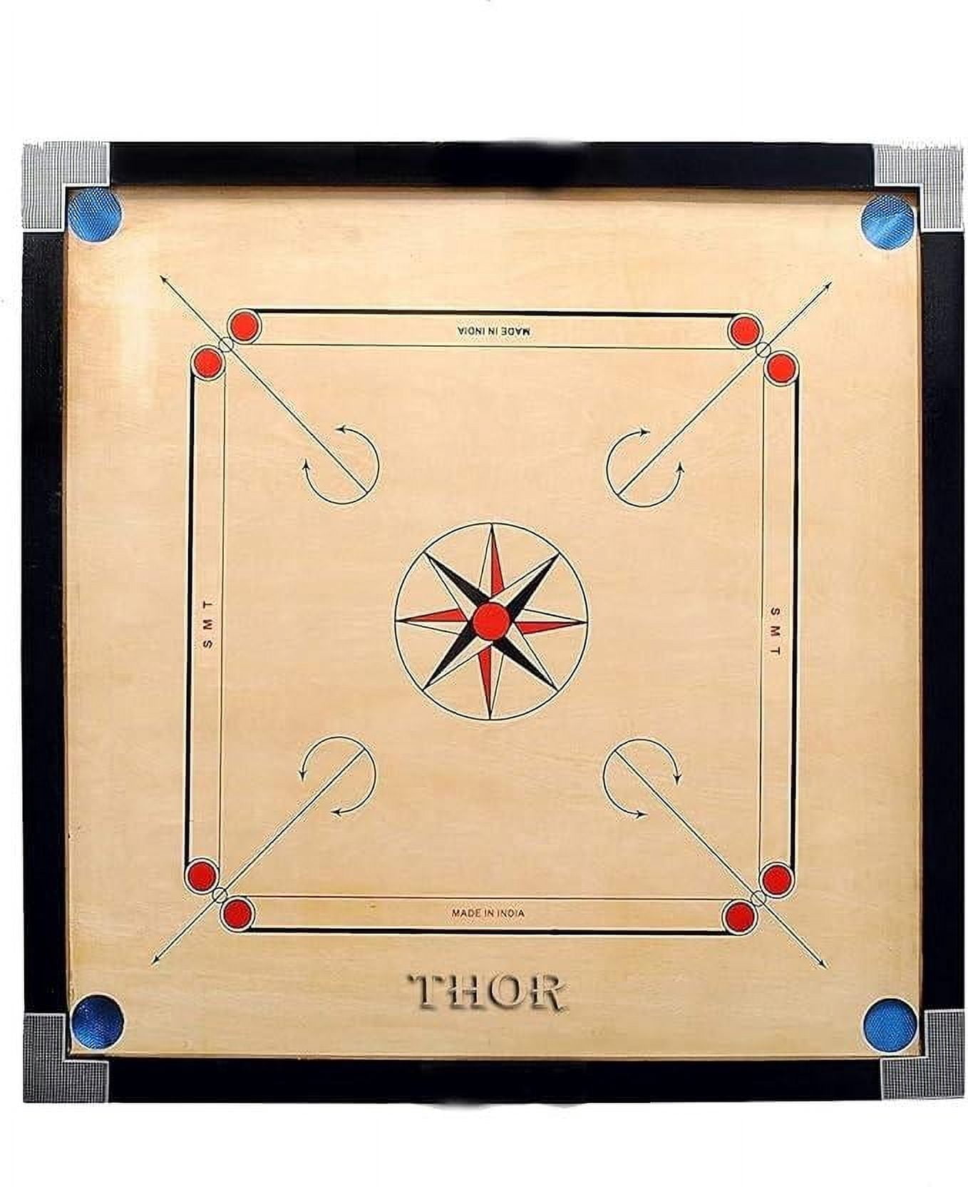 Classic Carrom Board Black Wood For Carrom Board Game Wooden Carom With Coins & Strikers Size 32”✖️32”
