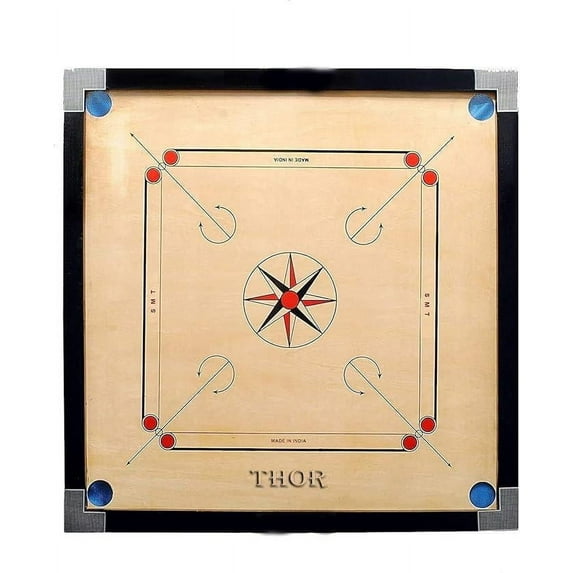 Classic Carrom Board Black Wood For Carrom Board Game Wooden Carom With Coins & Strikers Size 32”✖️32”