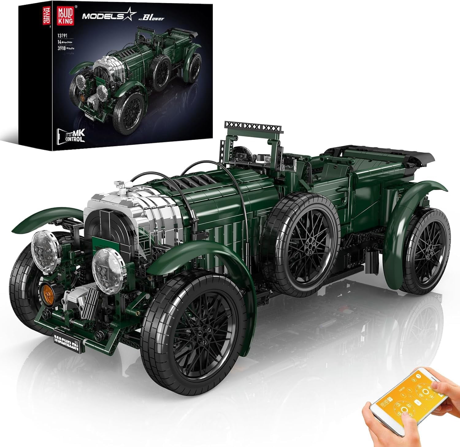 Classic Cars Building Blocks Sets, MOC Scale Model Kit with Engine Battery and Motors Vintage Car Model, Collectible Set, Gift Toy for (3918 Pieces)