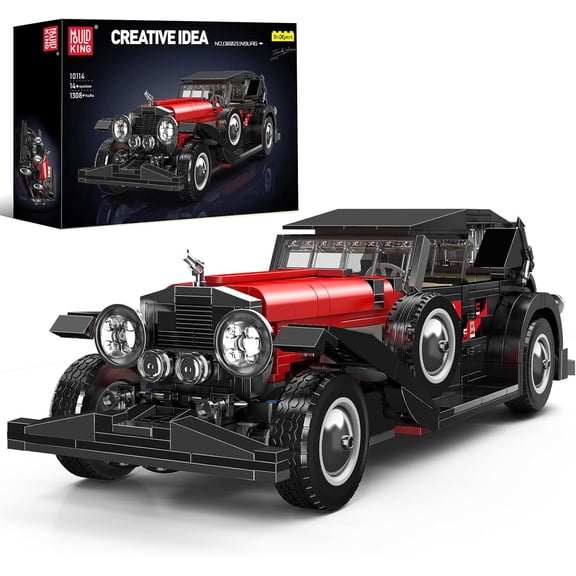 Classic Cars Building Kits, MOC Vintage Car Model Building Blocks Set, Collections Enthusiasts(1308+ Pieces, Static Version)