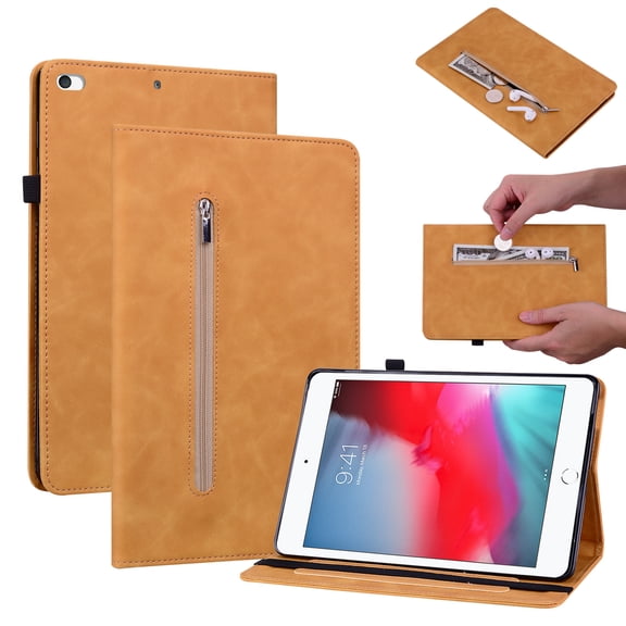 Classic Case for Apple iPad Mini (5th Generation) Tablet, iPad Mini 4/3/2/1 Case (7.9 Inch) - Protective PU Leather Flip Case with Holders, Smart Fold Stand Cover with Auto Sleep Wake (Yellow)