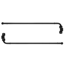 Beruichy  2 Pcs Swing Arm Curtain Rods,1/2 in Adjustable Metal Rods with Ball Finials,Hardware Include,Matte Black,21-35 in