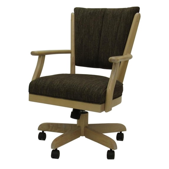 Classic Caster Solid Wood Dining Chair - Sanora Brown Fabric - CT Frame