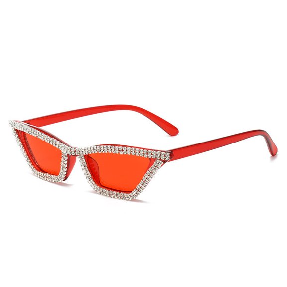 Classic Cat Eye Sunglasses: Handmade, Stylish Diamond Accent Frames for Women, Perfect for Driving and Street Style, Plastic, Regular Size