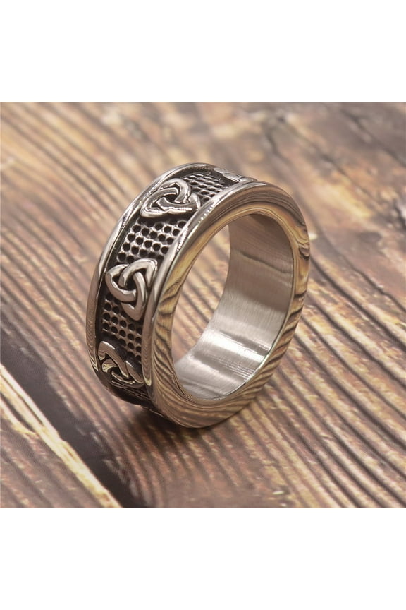 Classic Celtics Spiral Knot Ring For Men Women Punk Nordic 14K White Gold Viking Ring Amulet Jewelry Gift