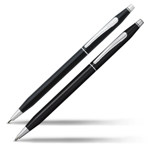 Cross Classic Century Black Lacquer Ballpoint Pen & 0.7mm Pencil with Chrome Appointments
