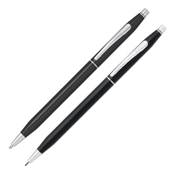 Cross Classic Century Black Lacquer Ballpoint Pen & 0.7mm Pencil with Chrome Appointments