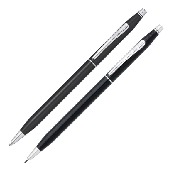 Cross Classic Century Black Lacquer Ballpoint Pen & 0.7mm Pencil with Chrome Appointments