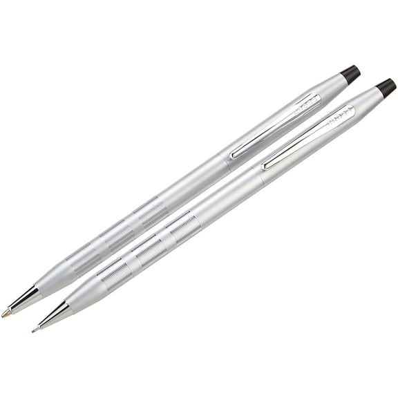 Cross Classic Century Refillable Medium Ballpoint Pen and 0.5mm Pencil Set, Includes Premium Gift Box - Satin Chrome