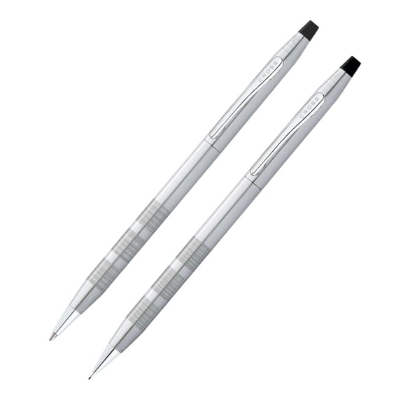 Cross Classic Century Refillable Medium Ballpoint Pen and 0.5mm Pencil Set, Includes Premium Gift Box - Satin Chrome