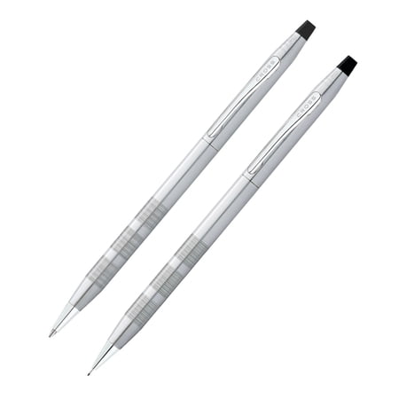 Cross Classic Century Refillable Medium Ballpoint Pen and 0.5mm Pencil Set, Includes Premium Gift Box - Satin Chrome