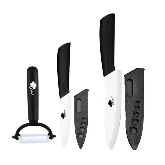 Classic Ceramic Knife Set of 2,include 5-inch Utility Knife, 4-inch Paring and Fruit Peeler Knfie Household Kitchen Knives Slicing Tool