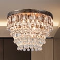 thumbnail image 1 of Vintage Antique Bronze Semi Flush Mount, 15 Inch Crystal Droplets Flush Mount Light, Unique Elegant Metal Close to Ceiling Light for Lving Room, Dining Room, Bedroom, 1 of 8