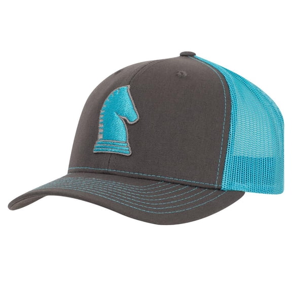 Classic Charcoal and Neon Blue 3D Logo Mesh Back