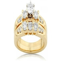 Classic Cheap Diamond Wedding Ring Set 1 Carat Round Cut Diamond on Gold