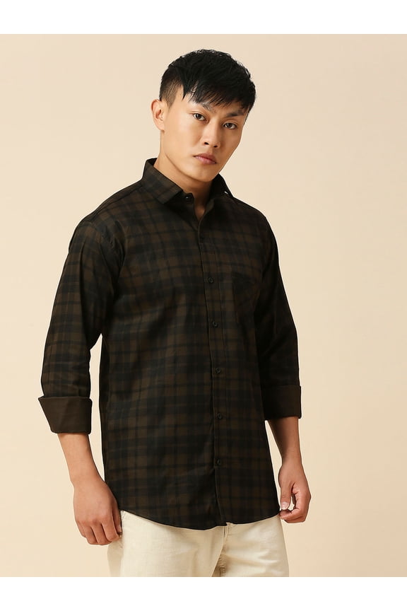 Classic Checked Men's Shirts, Full Sleeves Button-Up Casual Shirt for Men, Sizes M