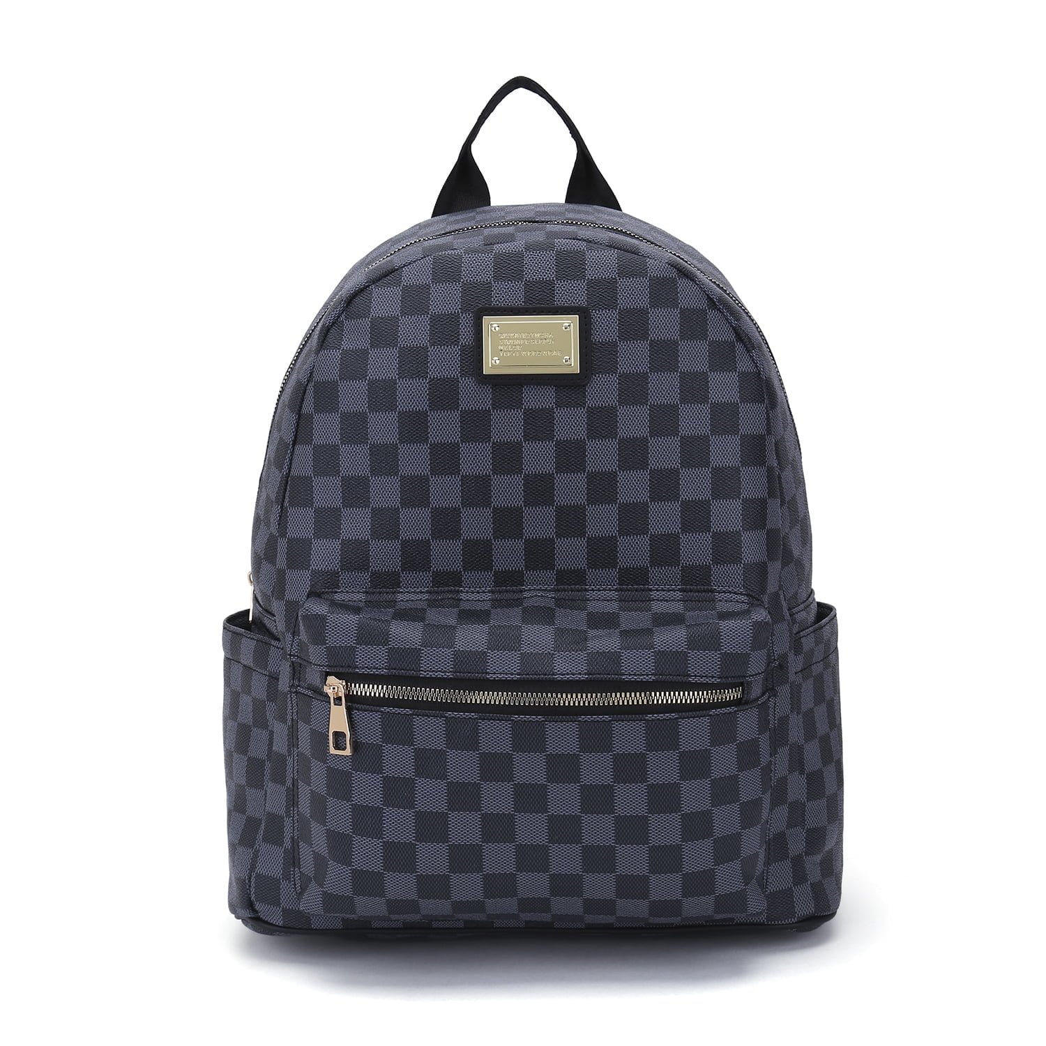 RICHPORTS Leather Checkered Backpack Large Fashion Classic Shoulder Bag for College Students Travel Brown Walmart