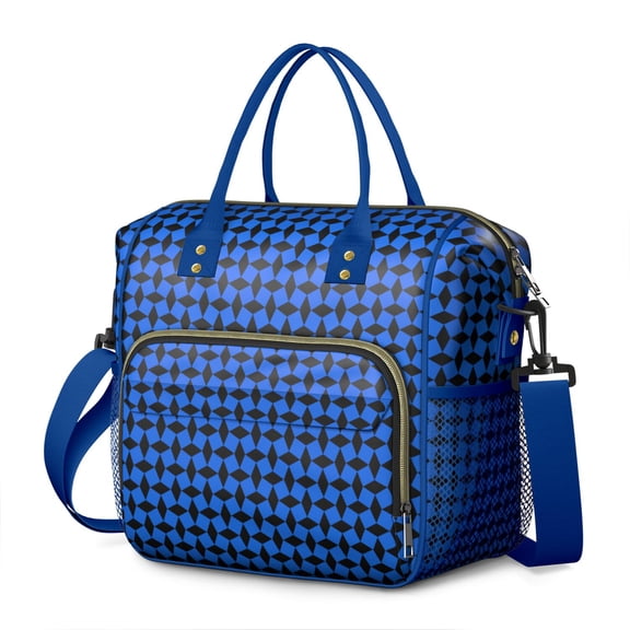 Classic Checkered Lunch Box – Vintage Plaid Insulated Cooler Tote with Dual Compartments & Multi-pocket Organizer Reusable for Work School or Gifts