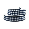 thumbnail image 1 of Classic Checkered Plaid Wired Ribbon, 5/8-Inch, 10-Yard - Navy Blue, 1 of 1
