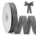 thumbnail image 1 of Classic Checkered Ribbon, Premium Polyster Plaid Checkered Craft Ribbon for Gift Wrapping, DIY Projects, Hair Bows,Scrapbooking & Party Decor (Black,1.5cm*45m), 1 of 5