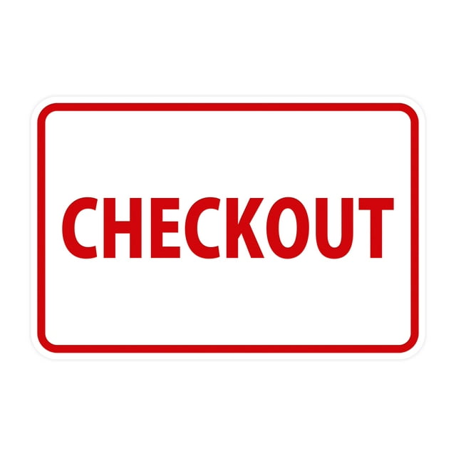 Classic Checkout Sign (White/Red) - Small