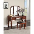 thumbnail image 1 of Classic Cherry Bedroom Vanity With Stool - 3 Drawer Storage, Tri Mirror, Functional Piece Color, Compartments, Construction, 1 of 4