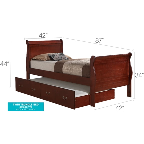 Classic Cherry Twin Bed With Storage