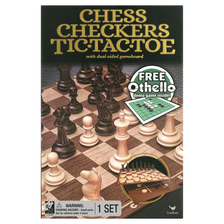 Classic Chess Checkers and Tic-Tac-Toe Set with Othello Demo