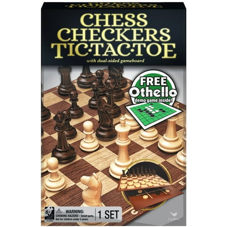 Classic Chess Checkers and Tic-Tac-Toe Set with Othello Demo