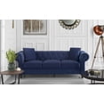 thumbnail image 1 of Classic Chesterfield Couch in Velvet Scroll Arm Tufted Button Sofa, Blue, 1 of 10