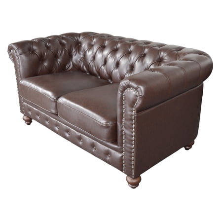 Classic Chesterfield Loveseat Brown