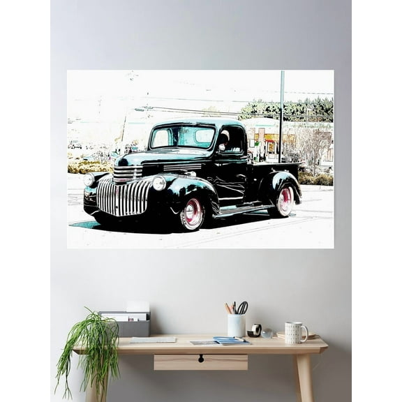 Classic Chevy Pickup Truck Poster Wall Art, Modern Wall Decor For Living Room Bedroom, 12x18 UNFRAMED
