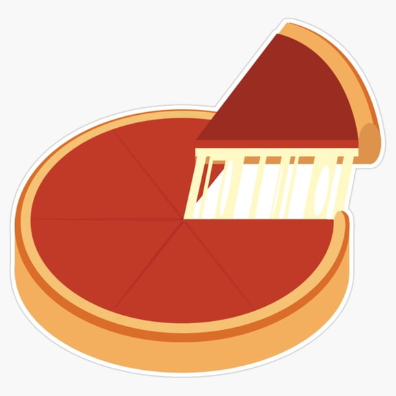 Classic Chicago Style Deep Dish Pizza Cheesy Slice Decal For Water Bottle Phone Sticker