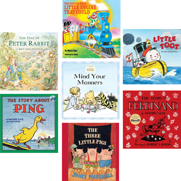Classic Children's Set (8x8) : Little Engine That Could; Little Toot; Tale Of Peter Rabbit; Story About Ping; Mind Your Manners; Three Little Pigs; Story Of Ferdinand (Paperback Set)
