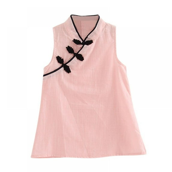 Classic Chinese Cheongsam Dress for Baby Girls Toddler Short Sleeve Dress Vintage Qipao New Year Tang Suit Costume Princess Skirt Summer Clothes,3-5 Years