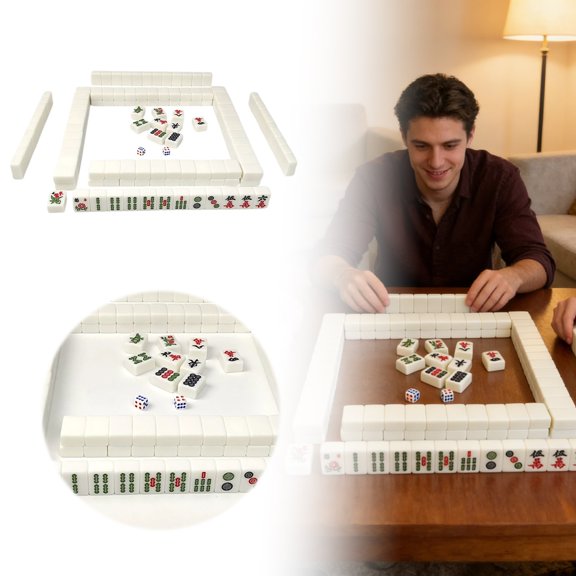 Classic Chinese Mahjong Set, 144 Tiles with Storage Case, Traditional Family Board Game for Game Night Skill Development