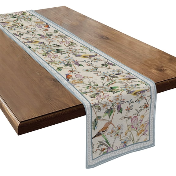 Classic Chintz Style Bird Flower Table Runner, Kitchen Dining Table Decoration for Home Party Decor 13x72 Inch, Festival Table Decorations Indoor Outdoor Party Spplies