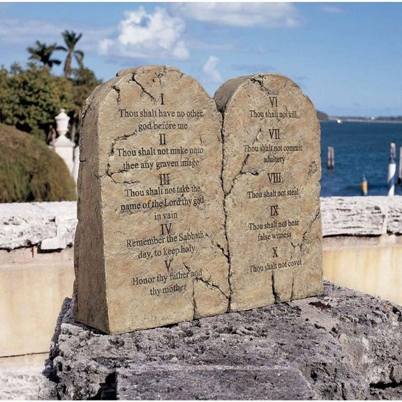Design Toscano 18” Classic Christian Catholic Ten Commandments Garden Tablet, Faux Stone