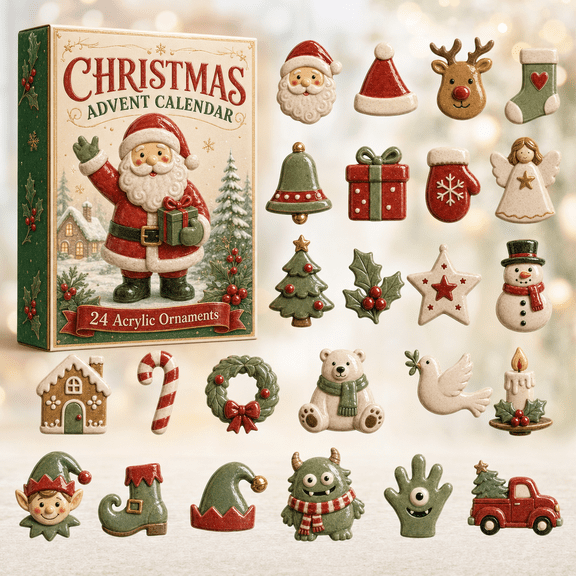 Classic Christmas Friends Advent Calendar 2026 - 24-Day Festive Countdown, Acrylic Charms Blind Box - Gift For Family & Friends, Christmas Decor, Xmas Hanging Ornaments, Holiday Gift